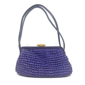 Vintage Morris Moskowitz Purple Crochet Straw Top Handle Bag – Gold Hardware